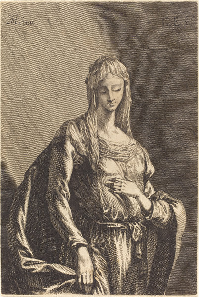 The Virgin by Gabriel Ehinger after Johann Heinrich Schönfeld (German, 1652 - 1736), 16X12"(A3)Poster Print