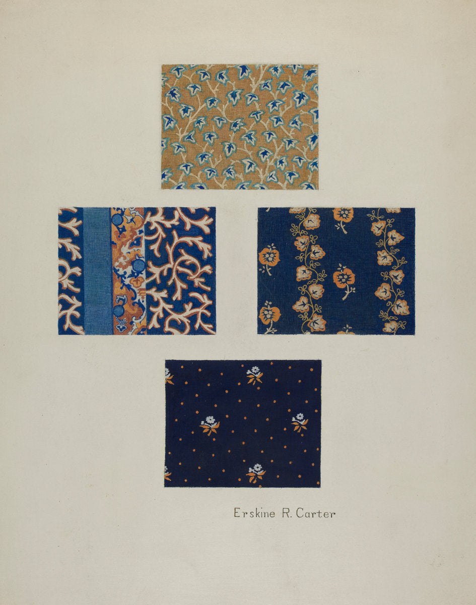 Cotton Prints by Erskine Carter (American, active c. 1935), 16X12"(A3)Poster Print