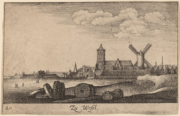 Wesel by Wenceslaus Hollar (Bohemian, 1607 - 1677), 16X12"(A3)Poster Print