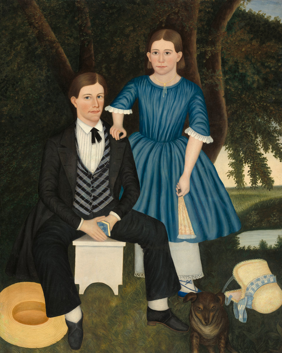 c. 1845 by American 19th Century (Brother and Sister), 16X12"(A3)Poster Print