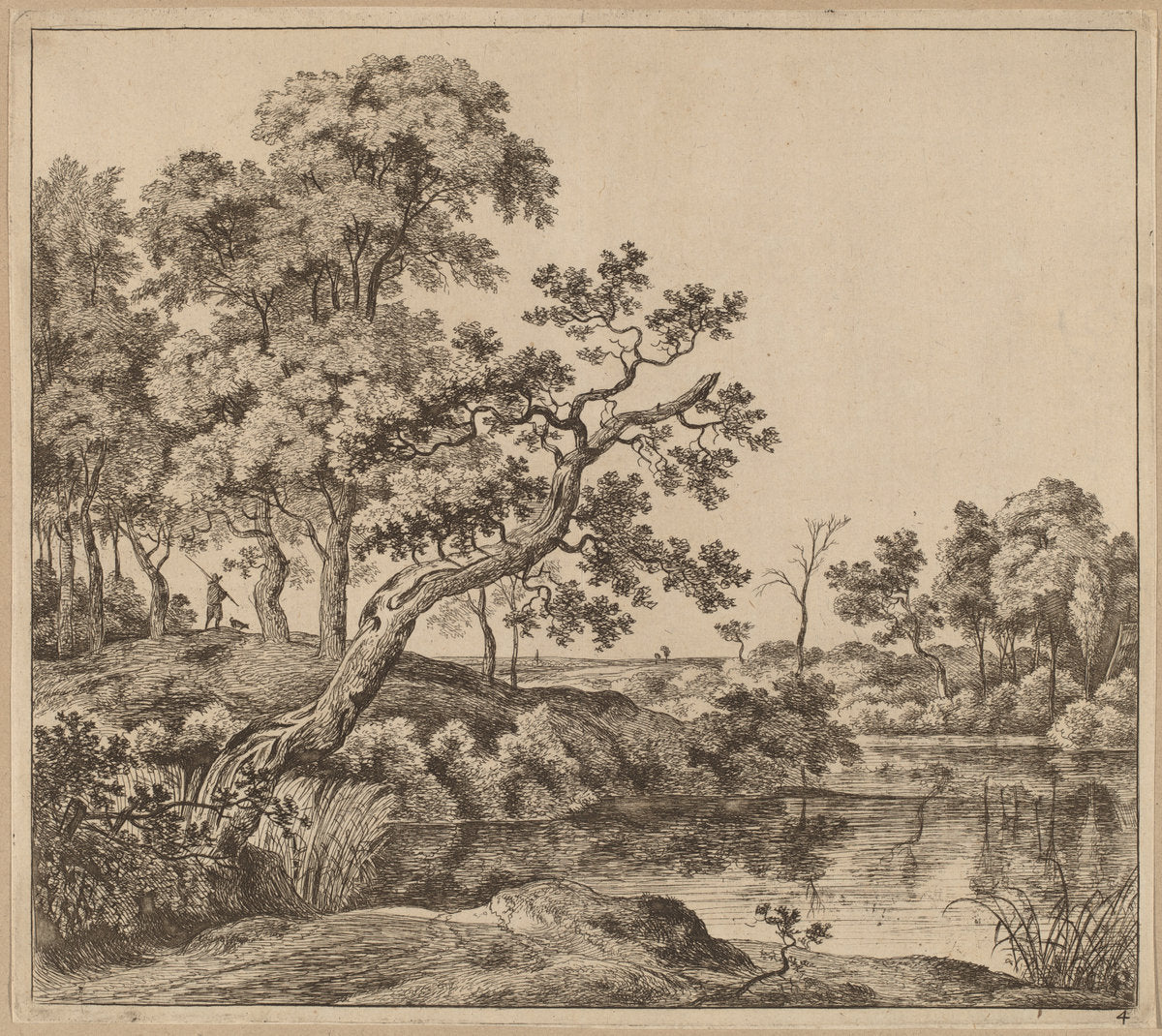 Landscape with a Bending Tree by Jan Hackaert (Dutch, probably 1628 - probably 1699), 16X12"(A3)Poster Print