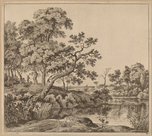 Landscape with a Bending Tree by Jan Hackaert (Dutch, probably 1628 - probably 1699), 16X12"(A3)Poster Print