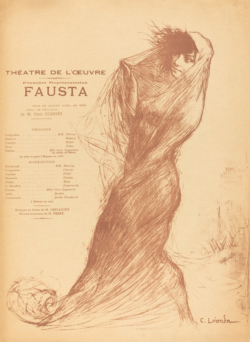 Fausta by Charles-Lucien Léandre (French, 1862 - 1934), 16X12"(A3)Poster Print