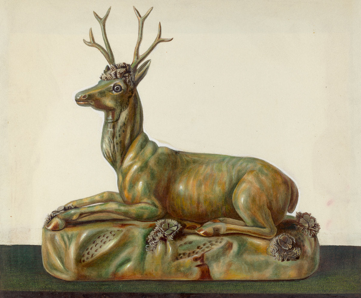 Stag Statuette by Cleo Lovett (American, active c. 1935), 16X12"(A3)Poster Print