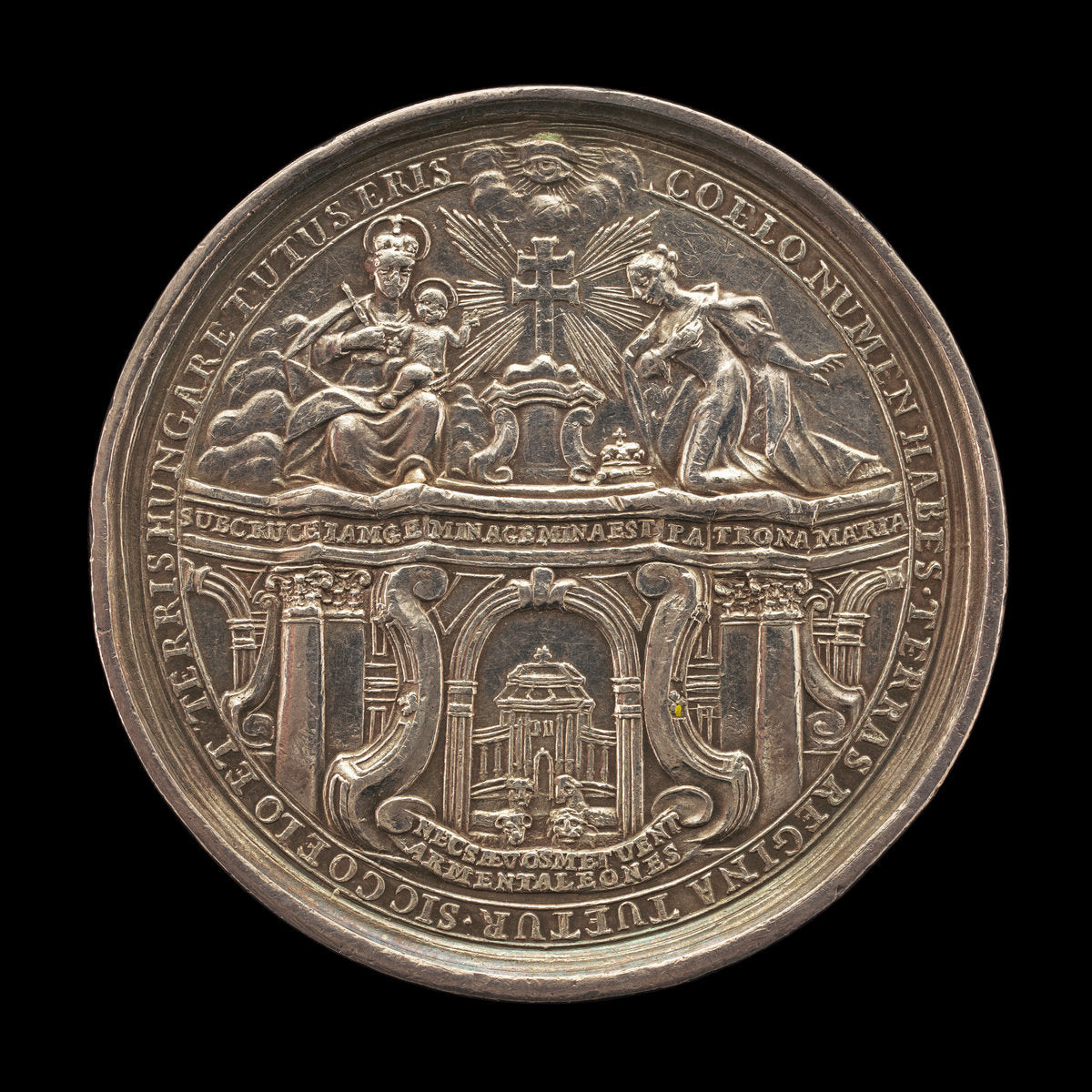 Queen Maria Theresa of Austria Kneeling in front of the Virgin while Receiving the Hungarians' Oath of Allegiance [obverse] by Joseph Wellisch after Baron Johann Lazarus de Gyalakuta (Austrian, 1718 - 1761), 16X12"(A3)Poster Print