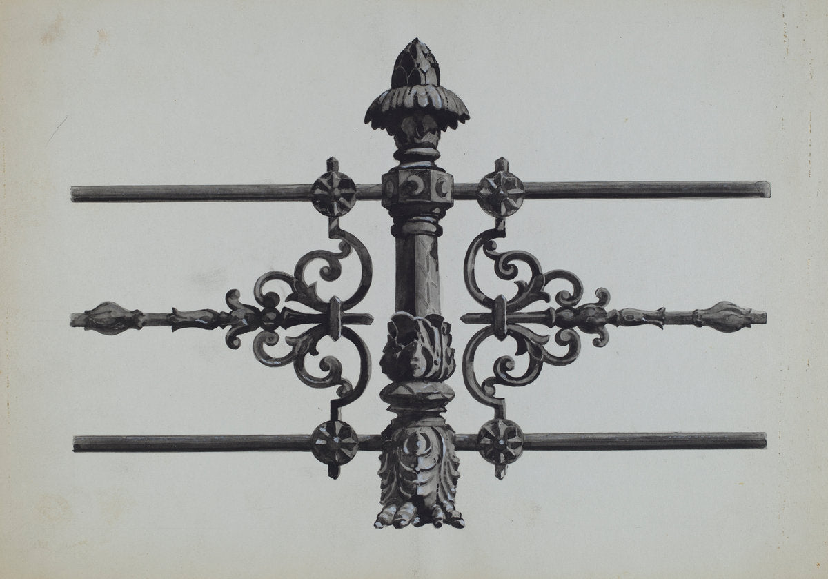 Iron Fence by Florence Huston (American, active c. 1935), 16X12"(A3)Poster Print