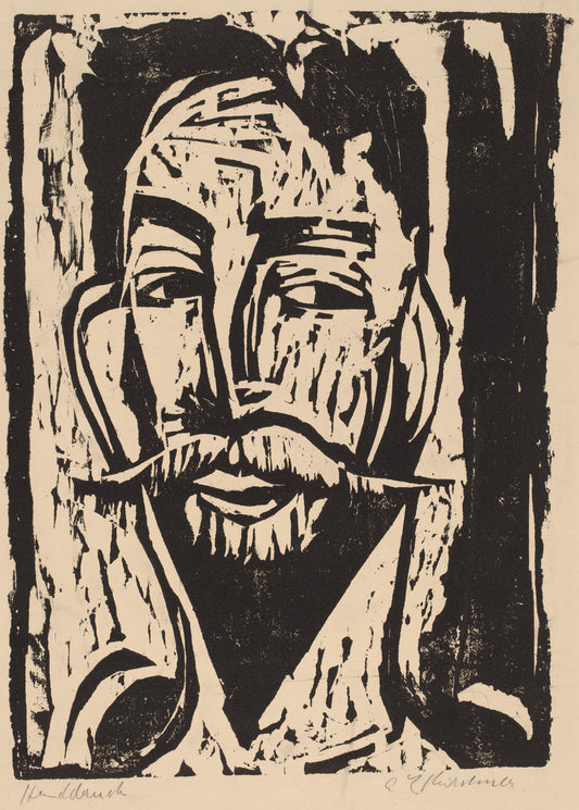 Head of Prof. Dr. Graef by Ernst Ludwig Kirchner (German, 1880 - 1938), 16X12"(A3)Poster Print