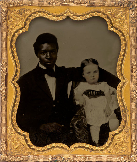 1850s by American 19th Century (Portrait of a Man with Child), 16X12"(A3)Poster Print