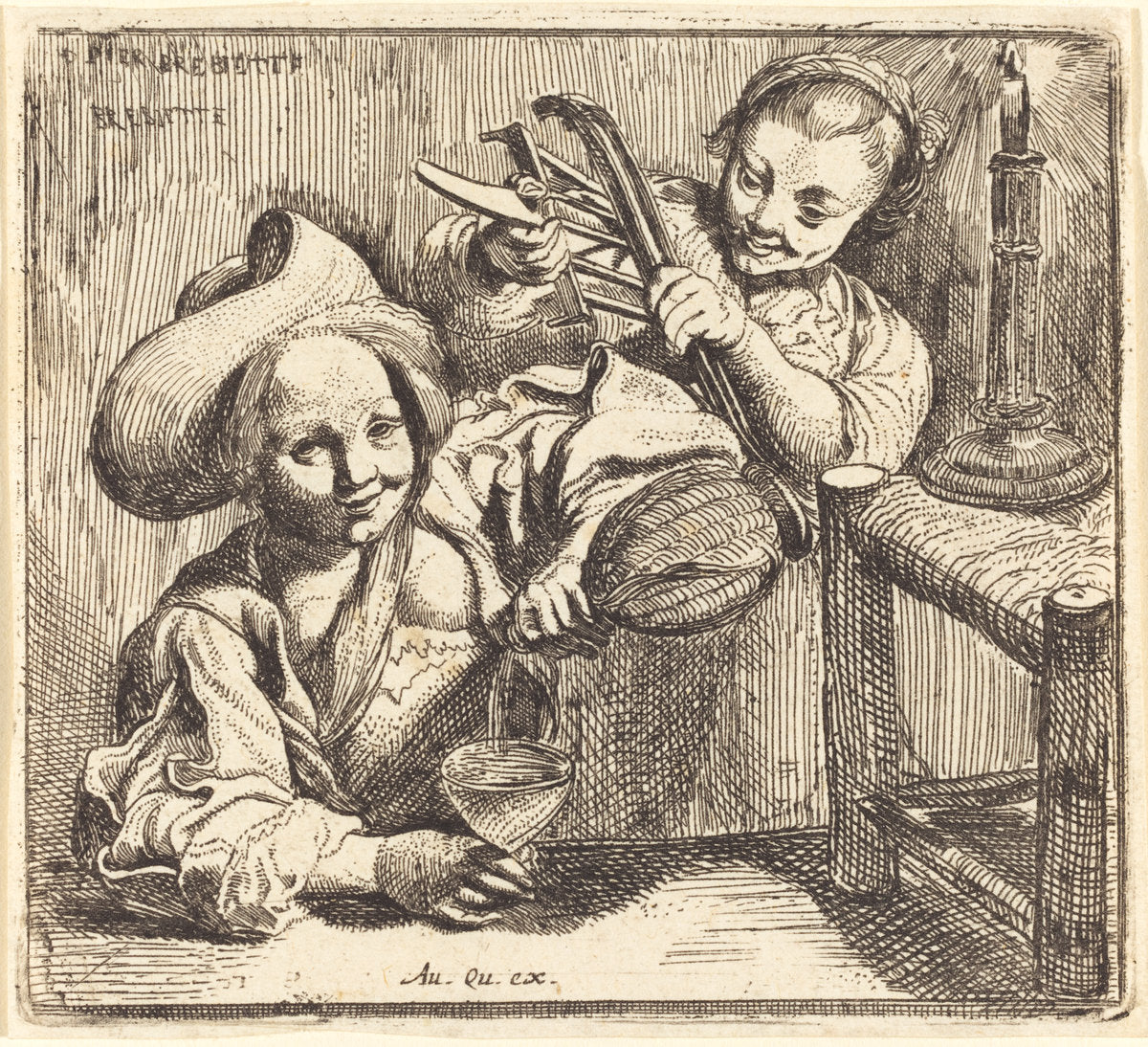 The Little Girls' Tavern by Pierre Brebiette (French, 1598 - c. 1650), 16X12"(A3)Poster Print
