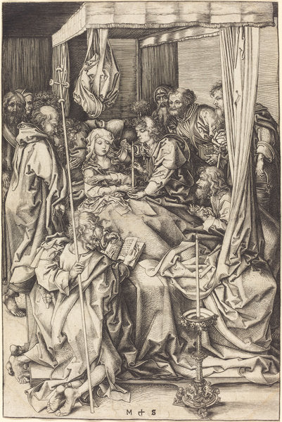 Death of the Virgin by Martin Schongauer (German, c. 1450 - 1491), 16X12"(A3)Poster Print