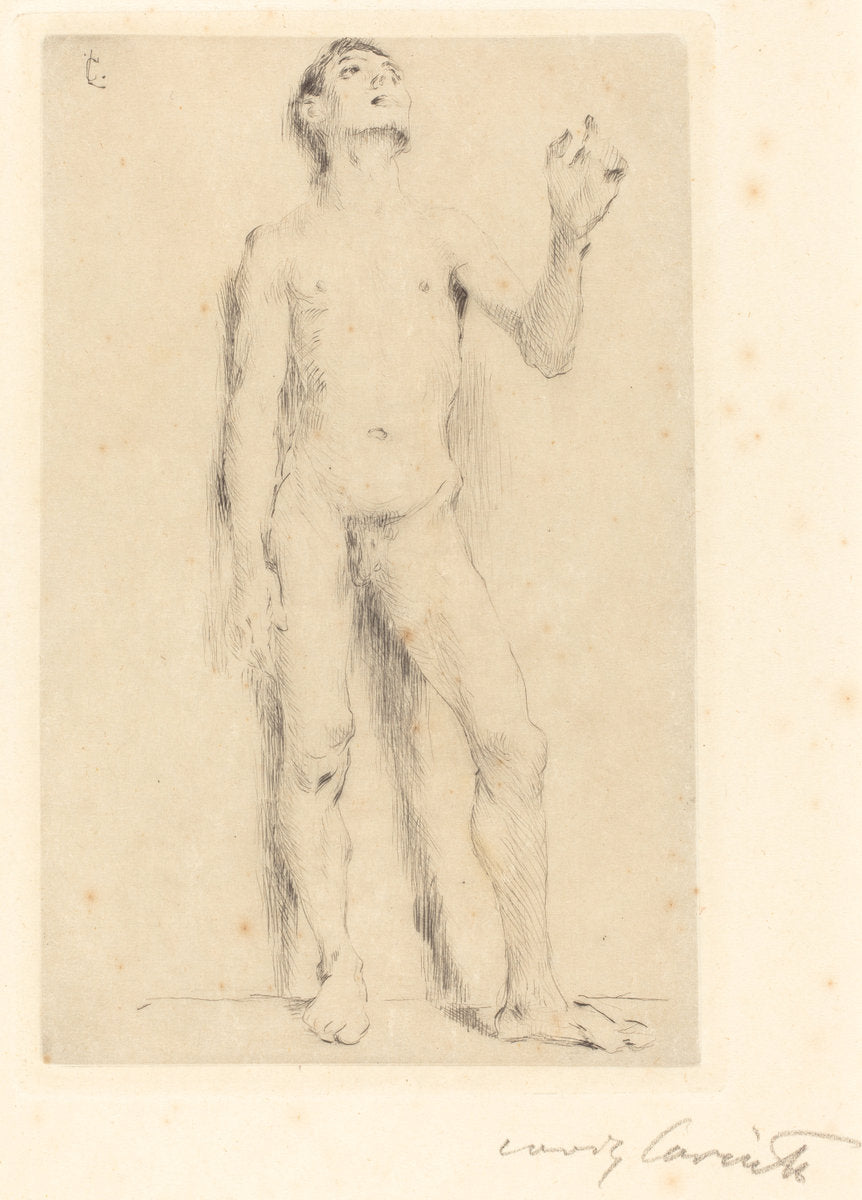 Young Male Nude (Jünglingsakt) by Lovis Corinth (German, 1858 - 1925), 16X12"(A3)Poster Print