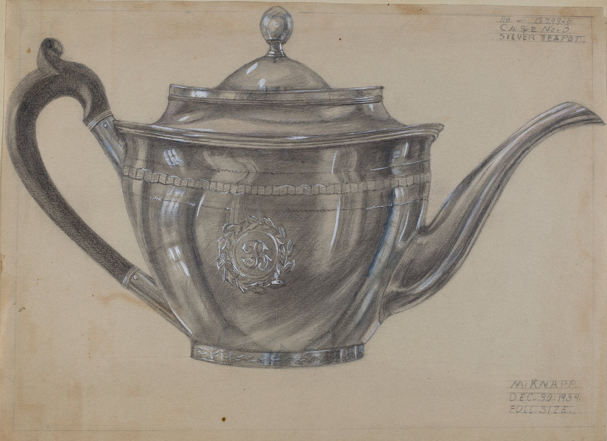 Silver Teapot by Margaret Knapp (American, active c. 1935), 16X12"(A3)Poster Print