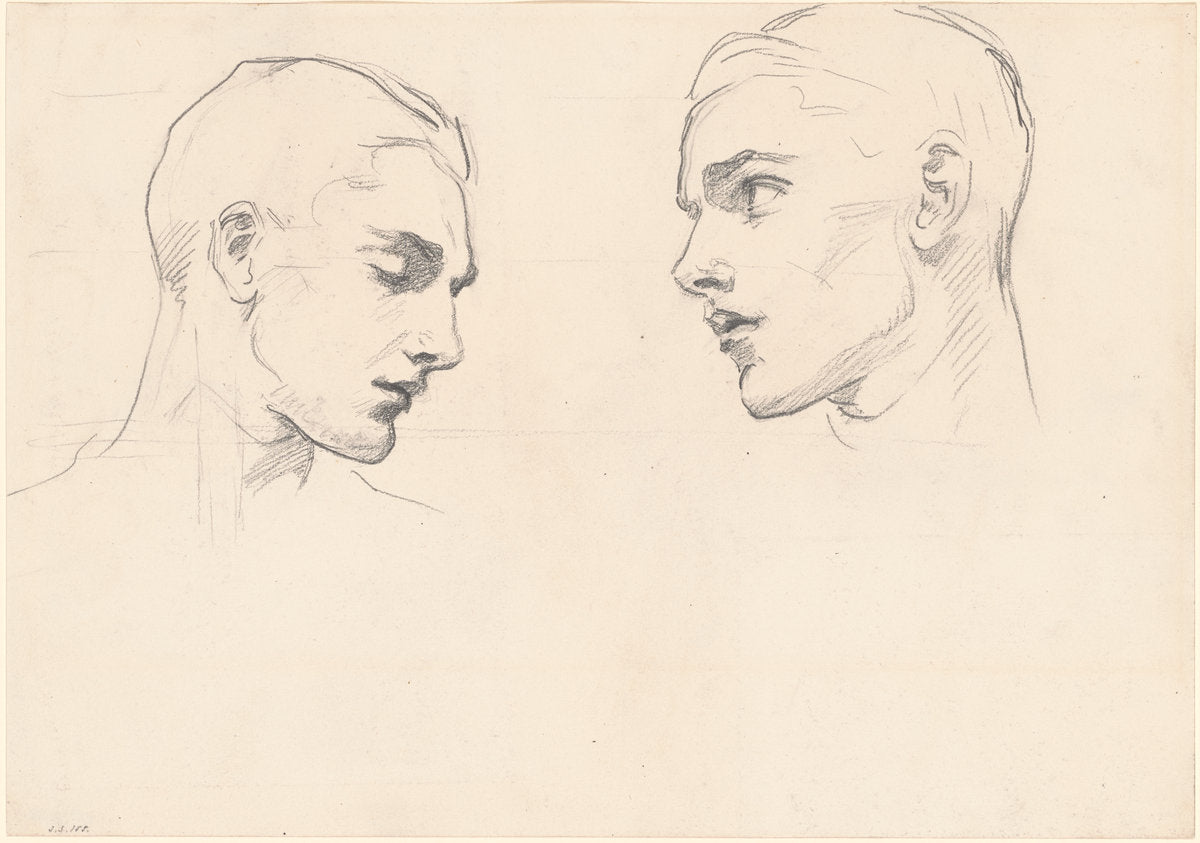 Studies of a Man's Head by John Singer Sargent (American, 1856 - 1925), 16X12"(A3)Poster Print