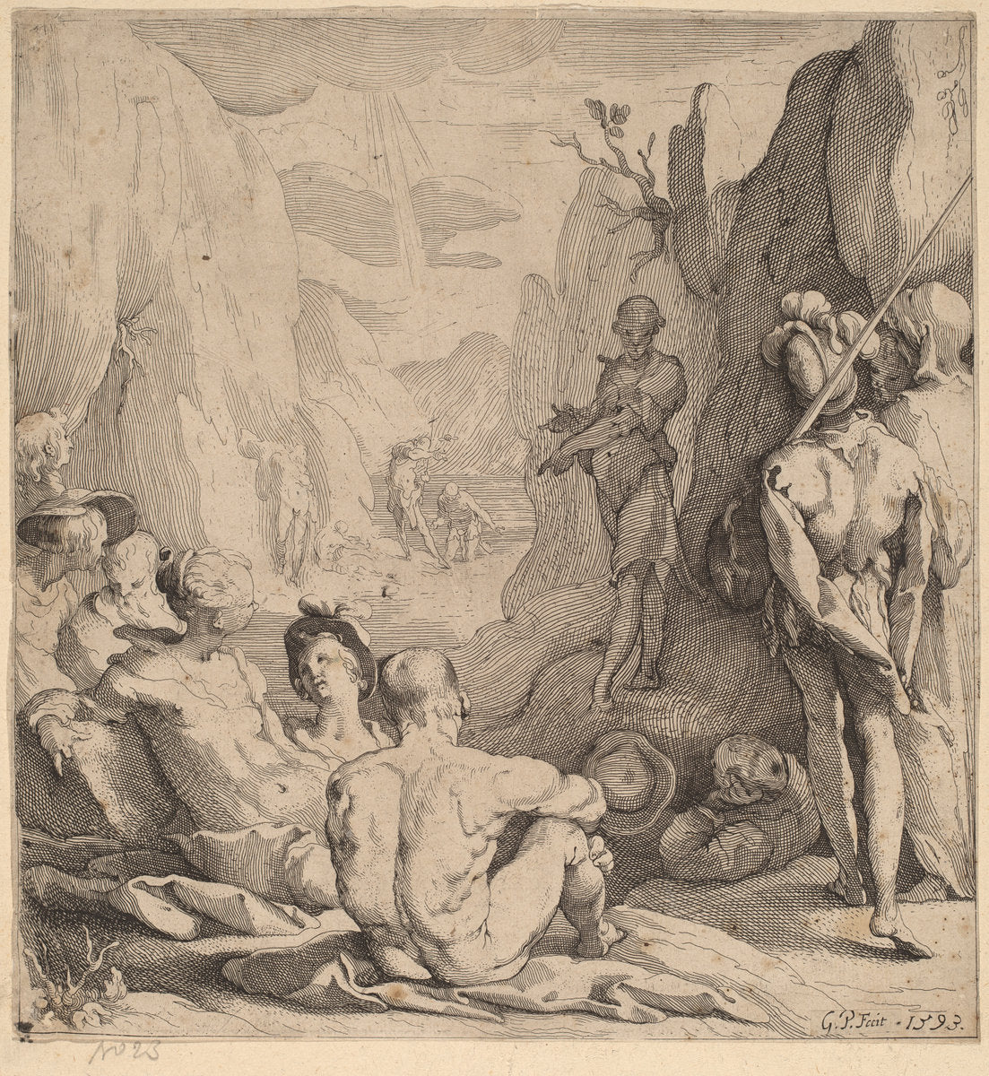 John the Baptist, Preaching by Gerrit Pietersz Sweelinck (Dutch, 1566 - 1645 or before), 16X12"(A3)Poster Print