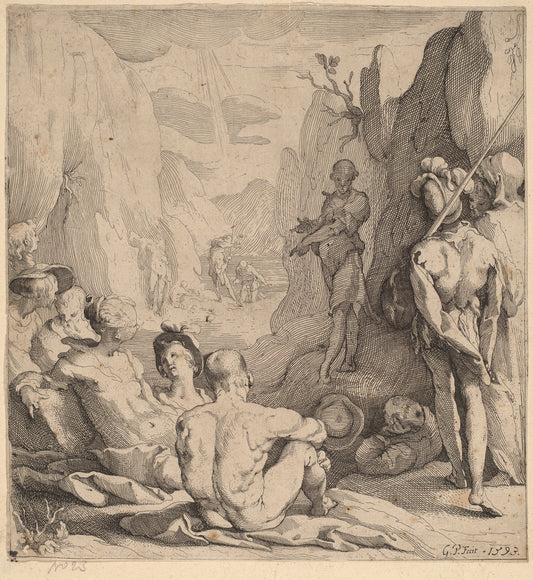 John the Baptist, Preaching by Gerrit Pietersz Sweelinck (Dutch, 1566 - 1645 or before), 16X12"(A3)Poster Print