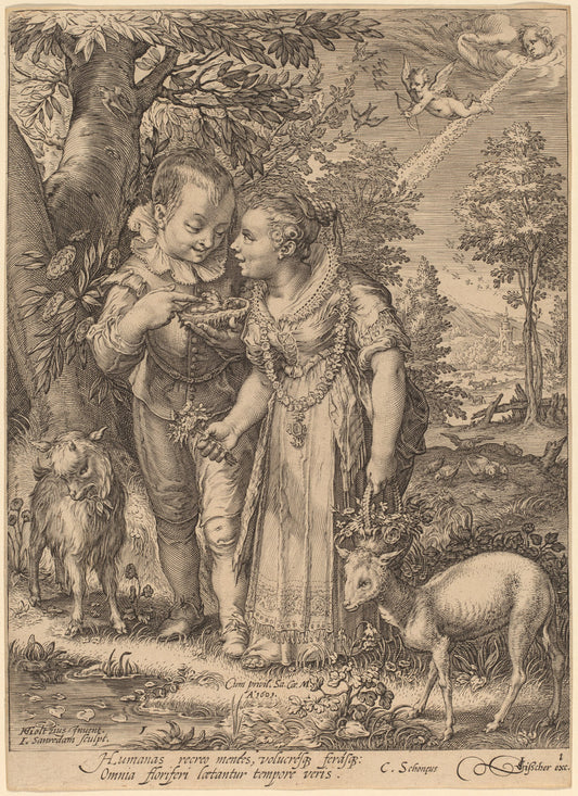 Spring by Jan Pietersz Saenredam after Hendrik Goltzius (Dutch, 1565 - 1607), 16X12"(A3)Poster Print