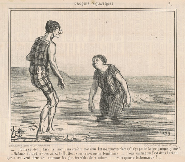 Entrez donc dans la mer sans crainte ... by Honoré Daumier (French, 1808 - 1879), 16X12"(A3)Poster Print