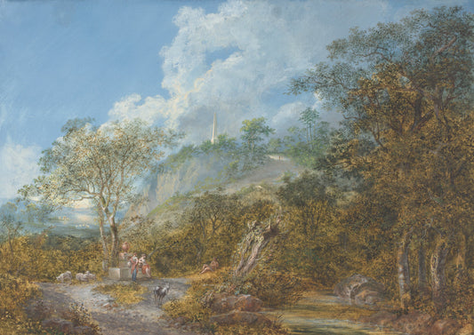 Arcadian Landscape with an Obelisk by Salomon Gessner (Swiss, 1730 - 1788), 16X12"(A3)Poster Print