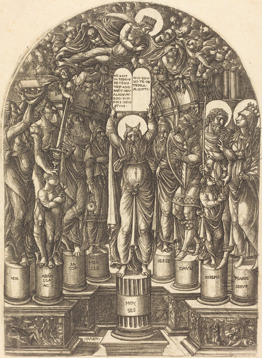 Moses Surrounded by the Patriarchs by Jean Duvet (French, 1485 - c. 1570), 16X12"(A3)Poster Print