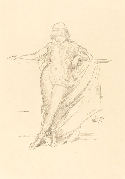 Little Draped Figure, Leaning by James McNeill Whistler (American, 1834 - 1903), 16X12"(A3)Poster Print