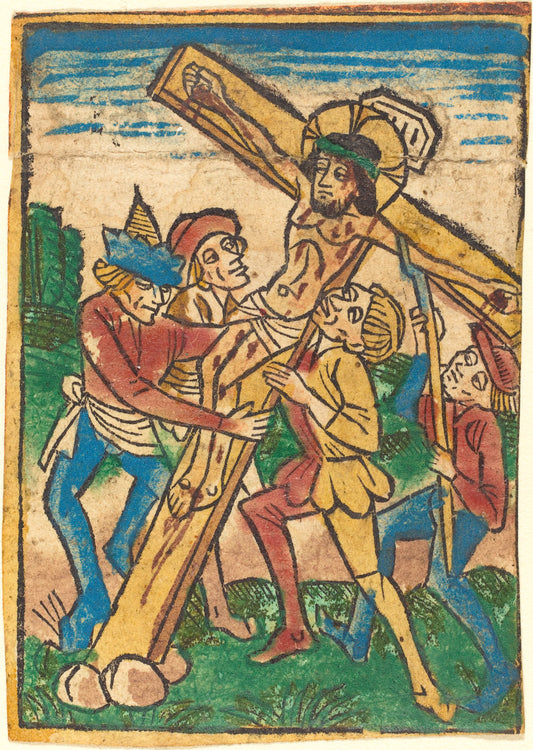 c. 1490 by German 15th Century (Raising the Cross), 16X12"(A3)Poster Print