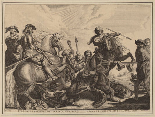 The Wolf Hunt by Willem van der Leeuw after Sir Peter Paul Rubens (Flemish, 1603 - c. 1665), 16X12"(A3)Poster Print