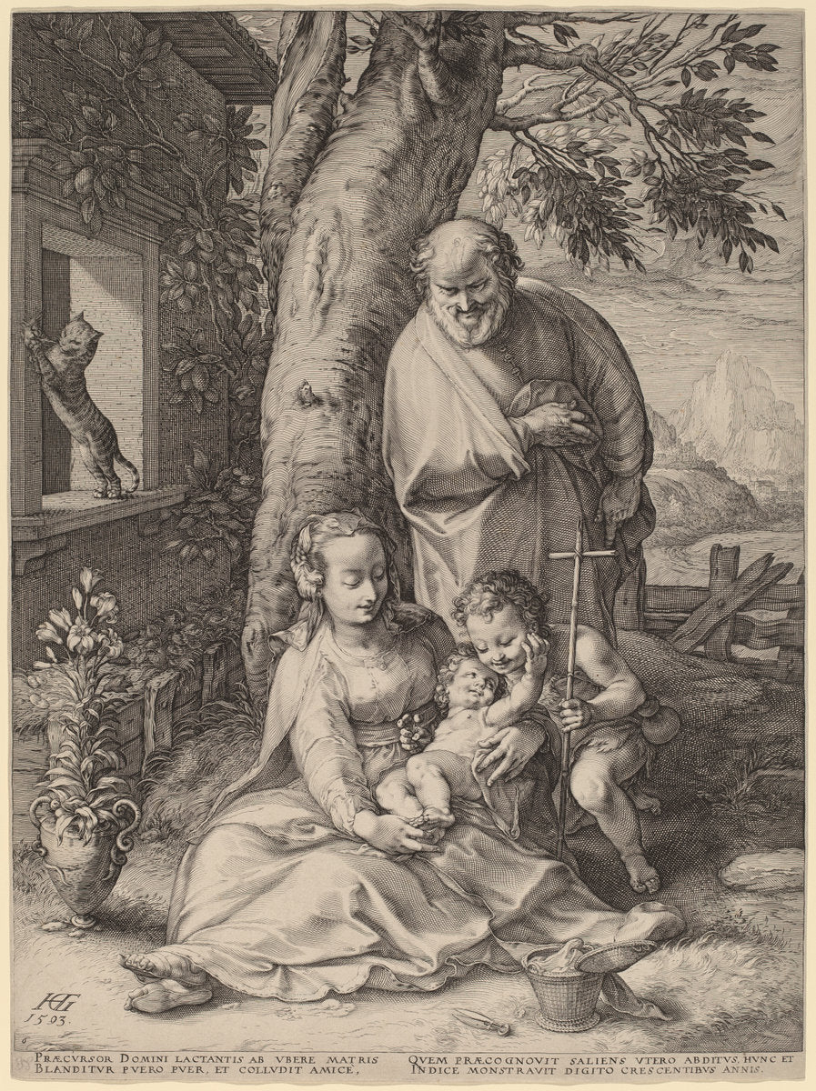 The Holy Family by Hendrik Goltzius (Dutch, 1558 - 1617), 16X12"(A3)Poster Print