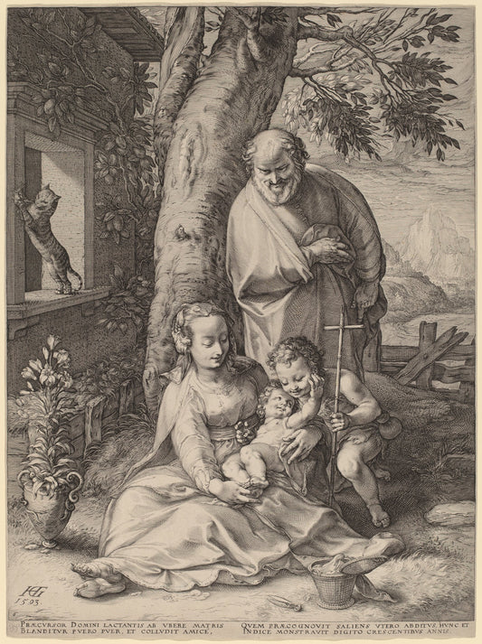 The Holy Family by Hendrik Goltzius (Dutch, 1558 - 1617), 16X12"(A3)Poster Print
