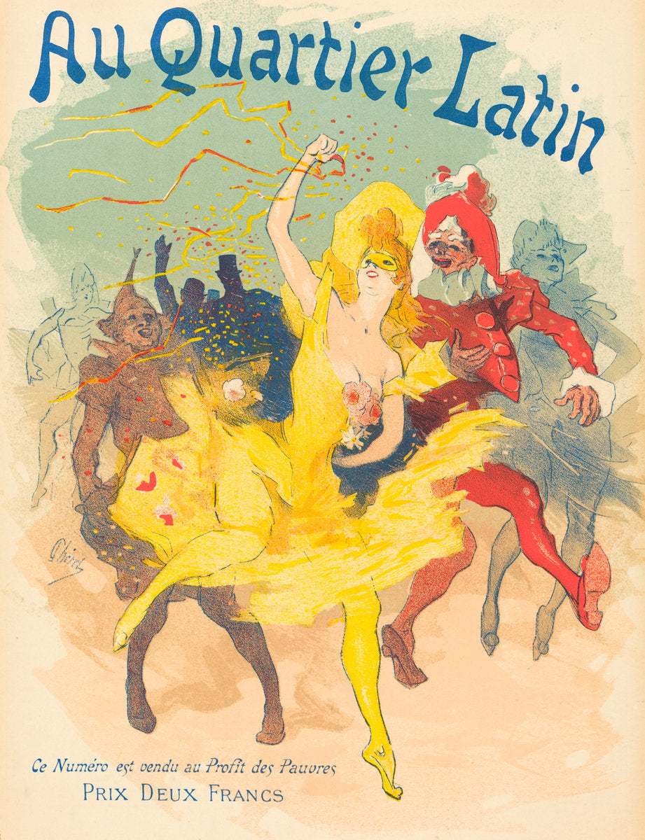 Au Quartier Latin by Jules Chéret (French, 1836 - 1932), 16X12"(A3)Poster Print