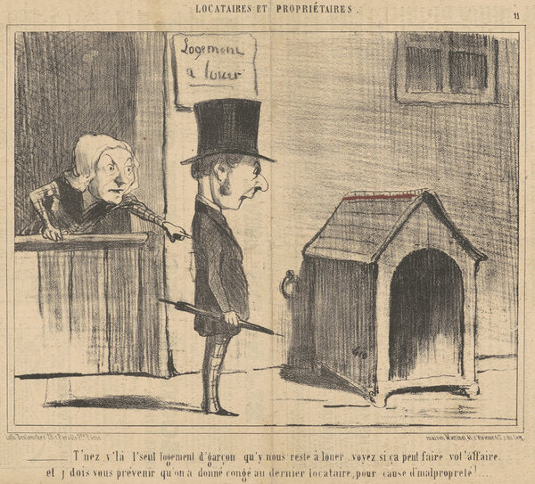 T'nez v'la l'seul logement d'garçon ... by Honoré Daumier (French, 1808 - 1879), 16X12"(A3)Poster Print