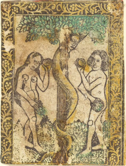 1460/1480 by Workshop of Master of the Borders with the Four Fathers of the Church (Adam and Eve), 16X12"(A3)Poster Print