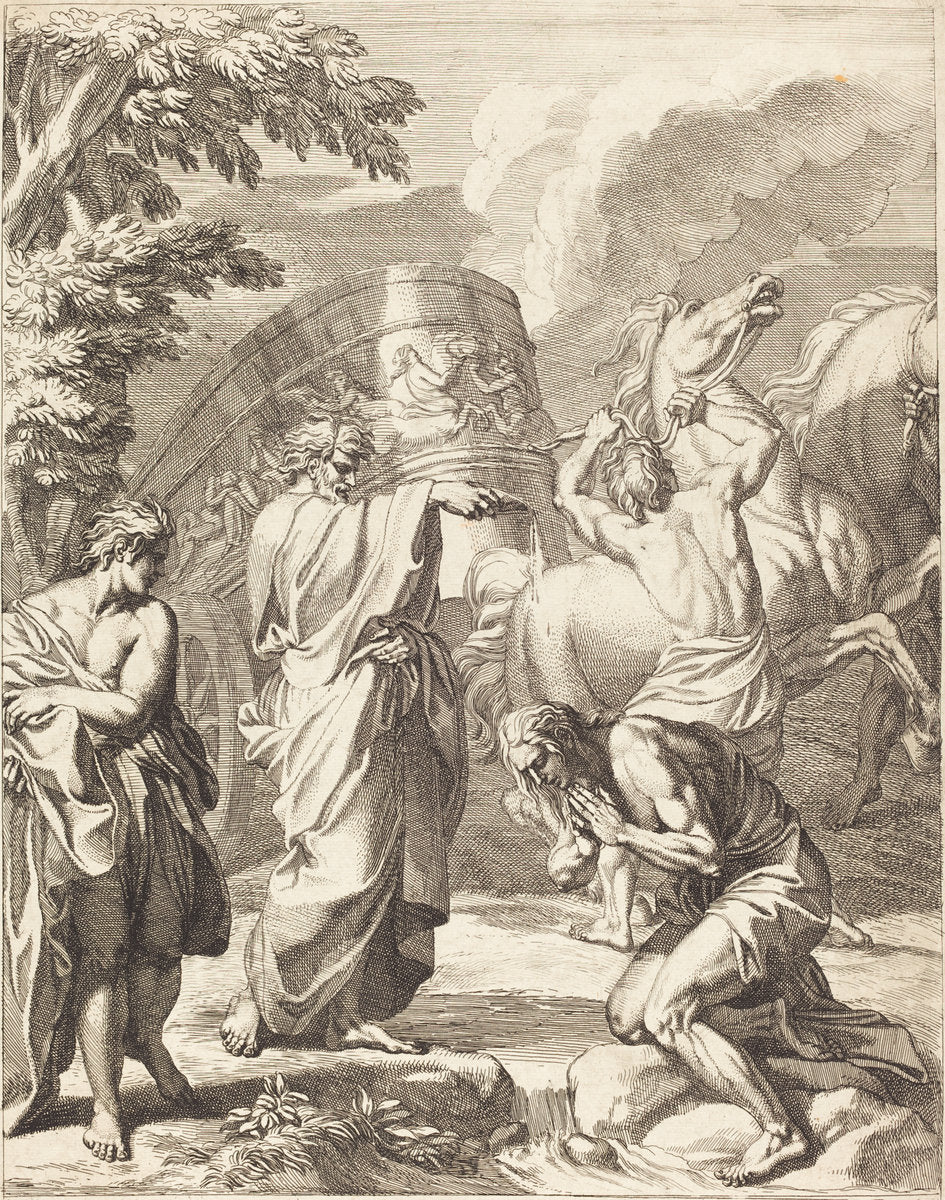 Baptism of the Eunuch by Louis Chéron (French, 1660 - 1725), 16X12"(A3)Poster Print