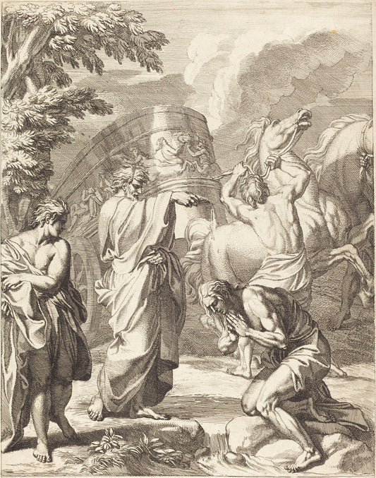 Baptism of the Eunuch by Louis Chéron (French, 1660 - 1725), 16X12"(A3)Poster Print