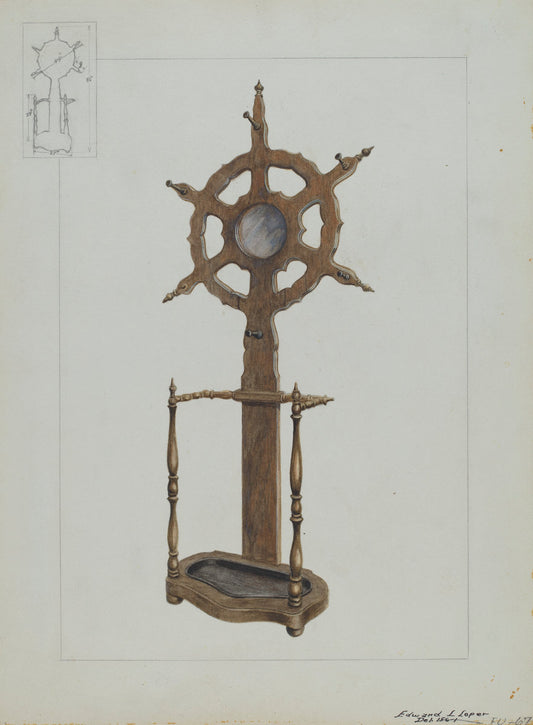 Combination Hat Rack and Umbrella Stand by Edward L. Loper (American, born 1916), 16X12"(A3)Poster Print