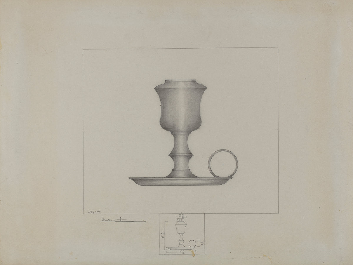 Pewter Lamp by Henry Meyers (American, active c. 1935), 16X12"(A3)Poster Print