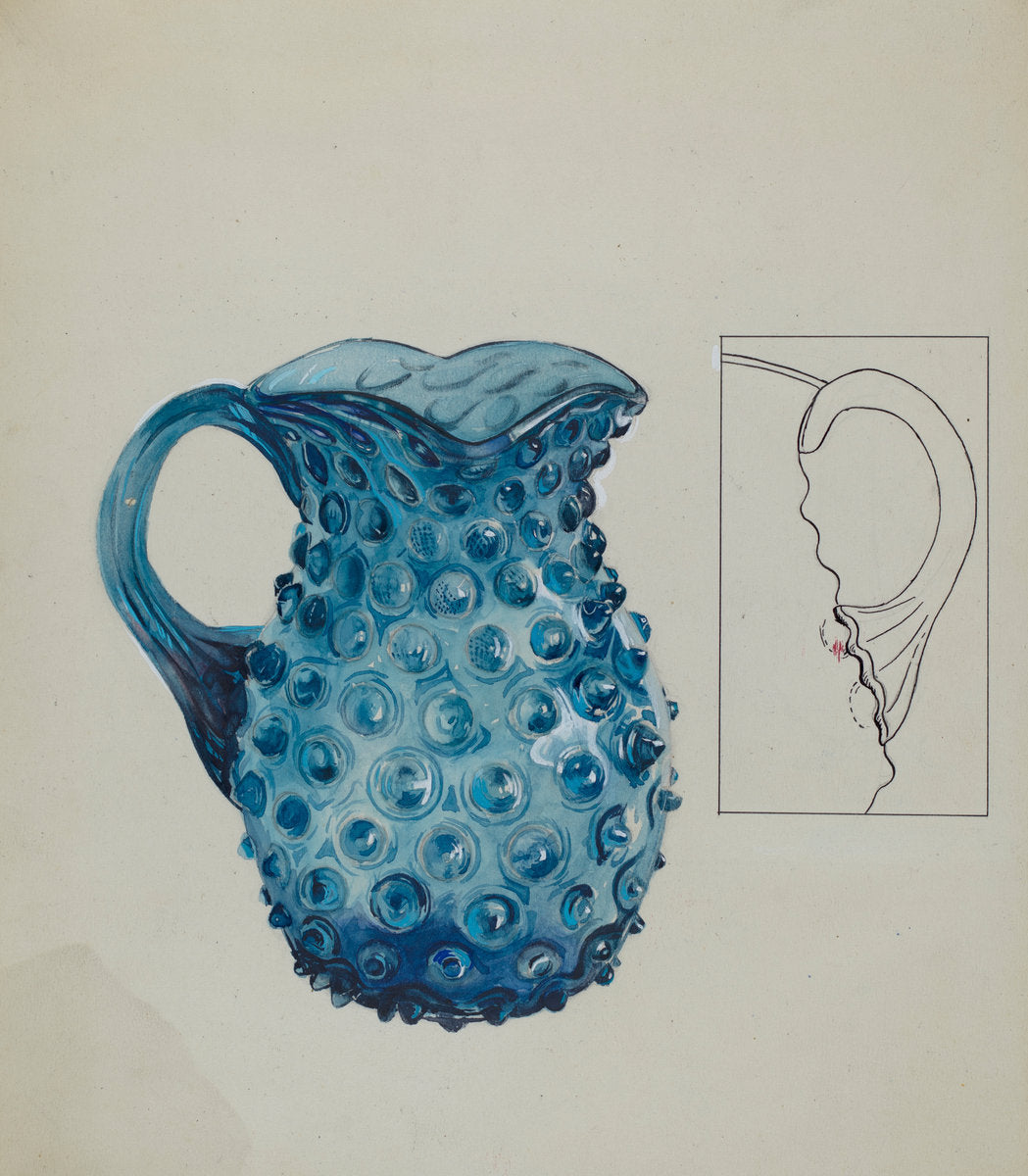 Blue Hobnail Pitcher by Ralph Atkinson (American, active c. 1935), 16X12"(A3)Poster Print