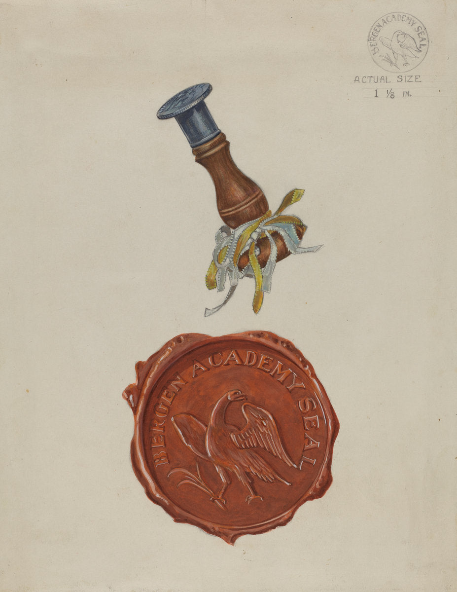 Bergen Academy Seal by Albert Camilli (American, active c. 1935), 16X12"(A3)Poster Print