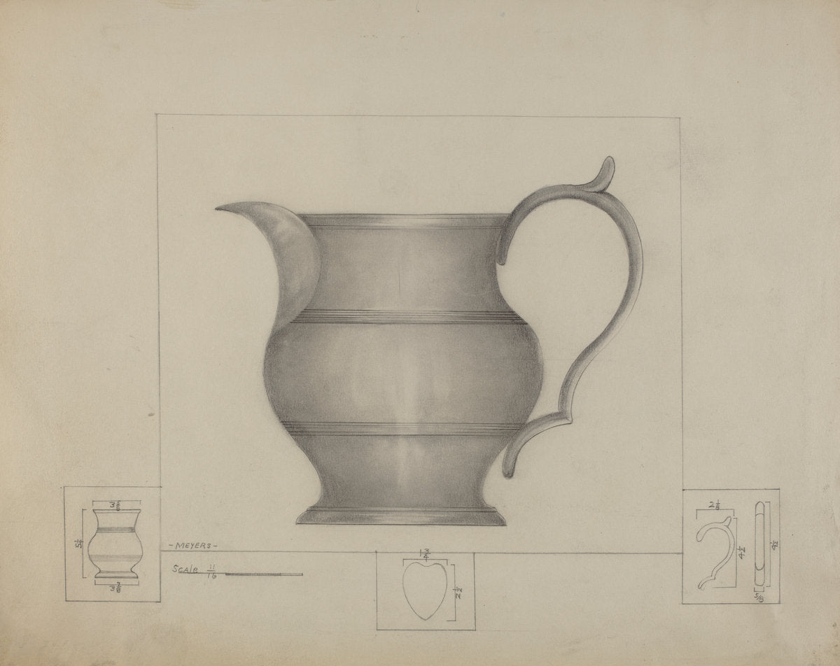 Pewter Pitcher by Henry Meyers (American, active c. 1935), 16X12"(A3)Poster Print