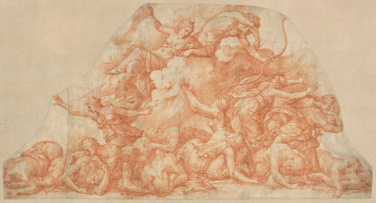 Diana and Apollo Slaughtering  the Children of Niobe by Pirro Ligorio (Italian, c. 1513 - 1583), 16X12"(A3)Poster Print