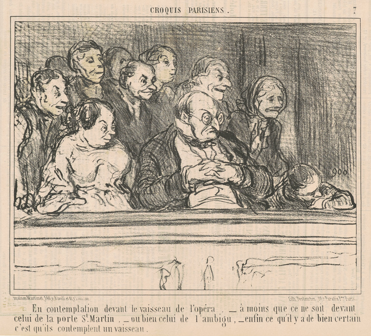 En contemplation devant le vaisseau de l'opera by Honoré Daumier (French, 1808 - 1879), 16X12"(A3)Poster Print