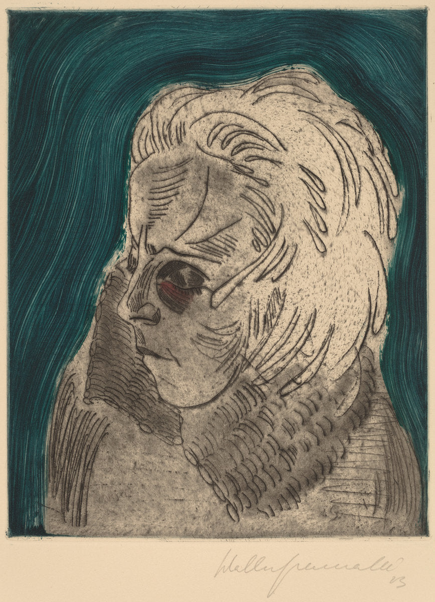 Tired Woman, Sonia Gramatté (Müder Mädchenkopf, Sonia Gramatté) by Walter Gramatté (German, 1897 - 1929), 16X12"(A3)Poster Print