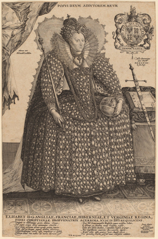 Elizabeth, Queen of England by Crispijn de Passe I (Dutch, c. 1565 - 1637), 16X12"(A3)Poster Print