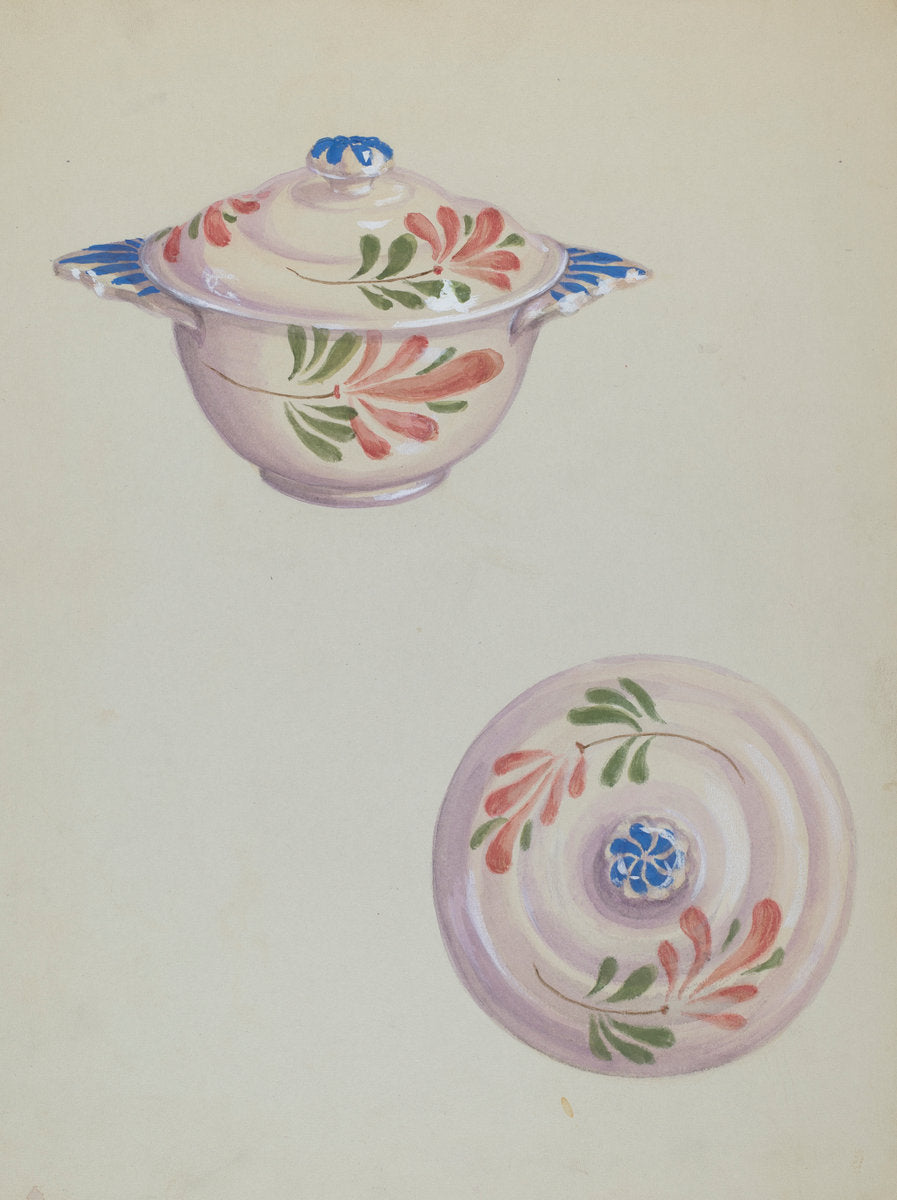 Bowl with Lid by Eva Wilson (American, active c. 1935), 16X12"(A3)Poster Print