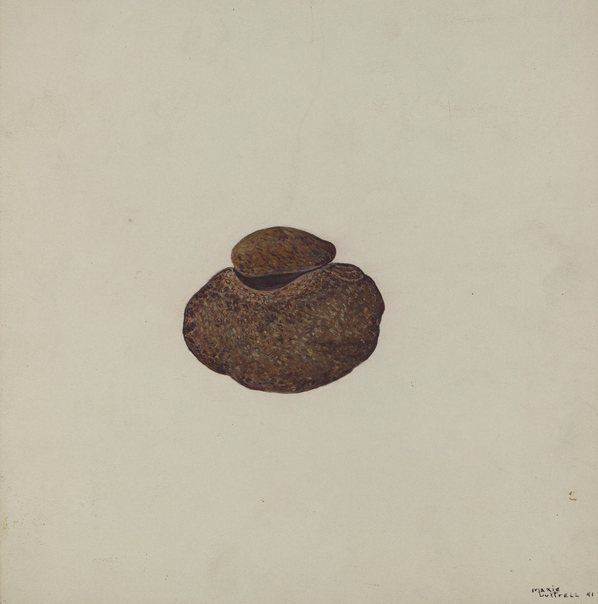 Stone Carved Out to Hold War Paint by Marie Lutrell (American, active c. 1935), 16X12"(A3)Poster Print