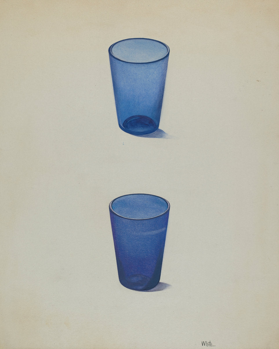 Whiskey Glasses (Cobalt) by Edward White (American, active c. 1935), 16X12"(A3)Poster Print