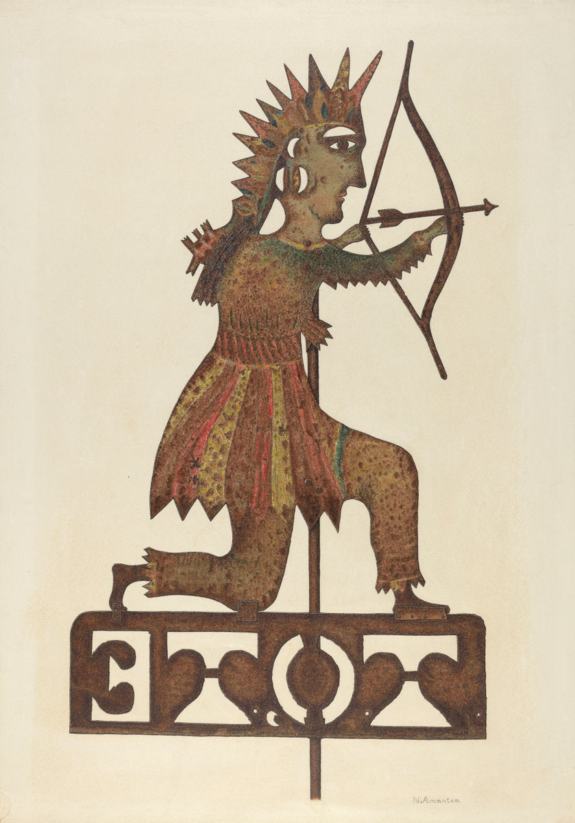 Indian Weather Vane by Nicholas Amantea (American, 1900 - 1978), 16X12"(A3)Poster Print