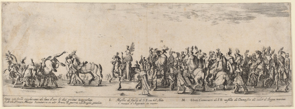 Master of His Excellency's Stables and Twenty Servants by Stefano Della Bella (Italian, 1610 - 1664), 16X12"(A3)Poster Print