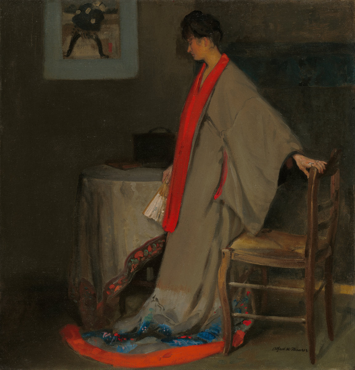 Young Woman in Kimono by Alfred Maurer (American, 1868 - 1932), 16X12"(A3)Poster Print