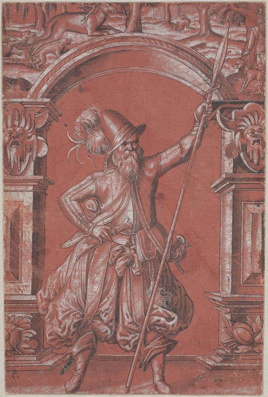 A Swiss Guard before an Ornamental Arch (recto) by Abraham Bickhart (Swiss, 1535 - 1577), 16X12"(A3)Poster Print