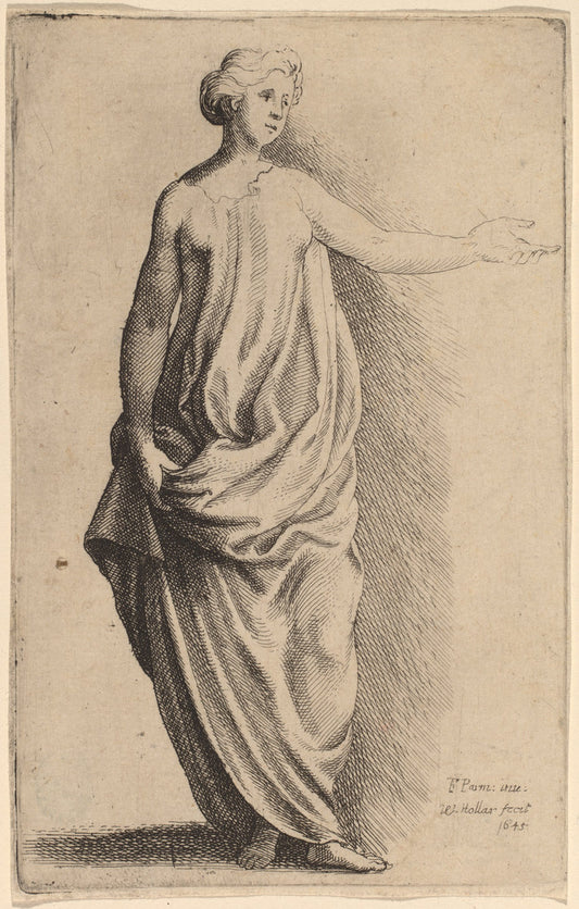 Standing Figure by Wenceslaus Hollar after Parmigianino (Bohemian, 1607 - 1677), 16X12"(A3)Poster Print